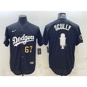 Men's Los Angeles Dodgers #67 Vin Scully Black Big Logo With Vin Scully Patch Stitched Jersey Men's Los Angeles Dodgers #67 Vin Scully Black Big Logo With Vin Scully Patch Stitched Jersey