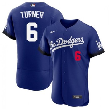 Men's Los Angeles Dodgers #6 Trea Turner 2021 Royal City Connect Flex Base Stitched Baseball Jersey Men's Los Angeles Dodgers #6 Trea Turner 2021 Royal City Connect Flex Base Stitched Baseball Jersey