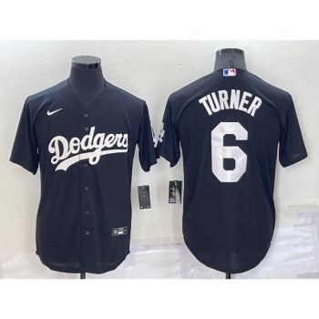 Men's Los Angeles Dodgers #6 Trea Turner Black Cool Base Stitched Baseball Jersey Men's Los Angeles Dodgers #6 Trea Turner Black Cool Base Stitched Baseball Jersey