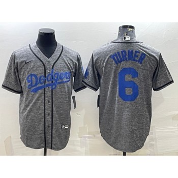 Men's Los Angeles Dodgers #6 Trea Turner Grey Cool Base Stitched Jersey Men's Los Angeles Dodgers #6 Trea Turner Grey Cool Base Stitched Jersey