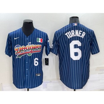 Men's Los Angeles Dodgers #6 Trea Turner Navy Mexico Rainbow Cool Base Stitched Baseball Jersey Men's Los Angeles Dodgers #6 Trea Turner Navy Mexico Rainbow Cool Base Stitched Baseball Jersey