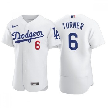 Men's Los Angeles Dodgers #6 Trea Turner White Flex Base Stitched Jersey Men's Los Angeles Dodgers #6 Trea Turner White Flex Base Stitched Jersey