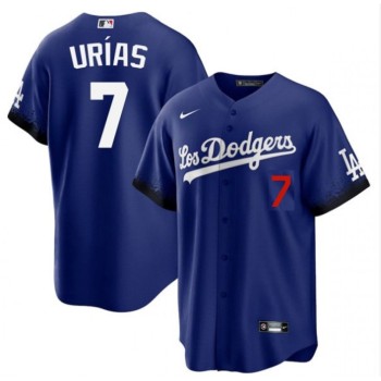 Men's Los Angeles Dodgers #7 Julio Urias 2021 Royal City Connect Cool Base Stitched Baseball Jersey Men's Los Angeles Dodgers #7 Julio Urias 2021 Royal City Connect Cool Base Stitched Baseball Jersey