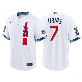 Men's Los Angeles Dodgers #7 Julio Urias 2021 White All-Star Cool Base Stitched Jersey Men's Los Angeles Dodgers #7 Julio Urias 2021 White All-Star Cool Base Stitched Jersey