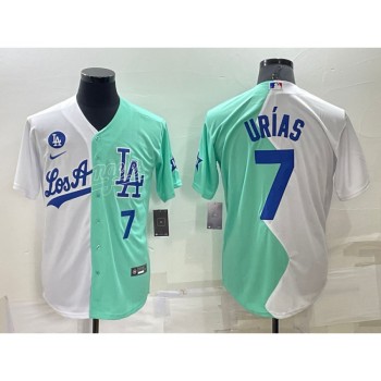 Men's Los Angeles Dodgers #7 Julio Urias 2022 All-Star White/Green Cool Base Stitched Baseball Jersey Men's Los Angeles Dodgers #7 Julio Urias 2022 All-Star White/Green Cool Base Stitched Baseball Jersey