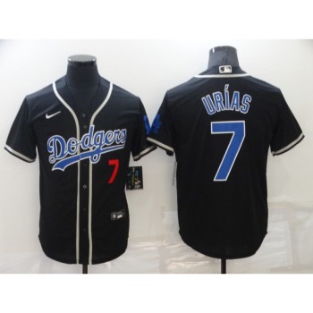 Men's Los Angeles Dodgers #7 Julio Urias Black Cool Base Stitched Baseball Jersey Men's Los Angeles Dodgers #7 Julio Urias Black Cool Base Stitched Baseball Jersey