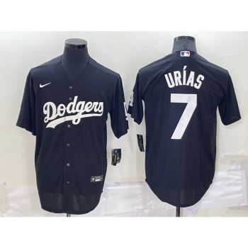 Men's Los Angeles Dodgers #7 Julio Urias Black Cool Base Stitched Jersey Men's Los Angeles Dodgers #7 Julio Urias Black Cool Base Stitched Jersey
