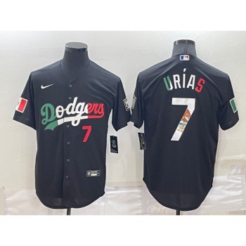 Men's Los Angeles Dodgers #7 Julio Urias Black Mexico Cool Base Stitched Baseball Jersey Men's Los Angeles Dodgers #7 Julio Urias Black Mexico Cool Base Stitched Baseball Jersey