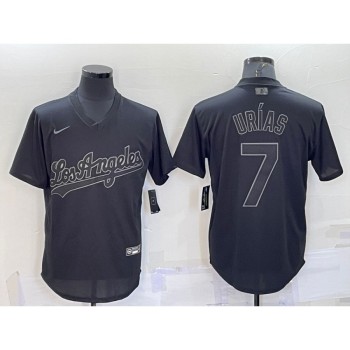 Men's Los Angeles Dodgers #7 Julio Urias Black Pitch Black Fashion Replica Stitched Jersey Men's Los Angeles Dodgers #7 Julio Urias Black Pitch Black Fashion Replica Stitched Jersey