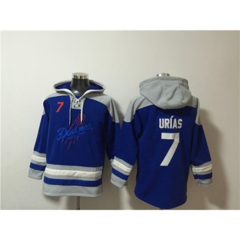 Men's Los Angeles Dodgers #7 Julio Urias Blue Ageless Must-Have Lace-Up Pullover Hoodie Men's Los Angeles Dodgers #7 Julio Urias Blue Ageless Must-Have Lace-Up Pullover Hoodie