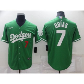 Men's Los Angeles Dodgers #7 Julio Urias Green Stitched Baseball Jersey Men's Los Angeles Dodgers #7 Julio Urias Green Stitched Baseball Jersey