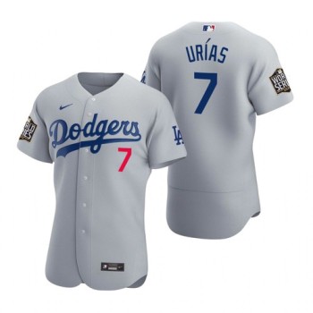 Men's Los Angeles Dodgers #7 Julio Urias Grey 2020 World Series Flex Base Sttiched Jersey Men's Los Angeles Dodgers #7 Julio Urias Grey 2020 World Series Flex Base Sttiched Jersey