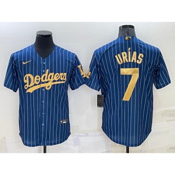 Men's Los Angeles Dodgers #7 Julio Urias Navy Gold Cool Base Stitched Baseball Jersey Men's Los Angeles Dodgers #7 Julio Urias Navy Gold Cool Base Stitched Baseball Jersey