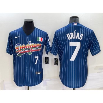 Men's Los Angeles Dodgers #7 Julio Urias Navy Mexico Rainbow Cool Base Stitched Baseball Jersey Men's Los Angeles Dodgers #7 Julio Urias Navy Mexico Rainbow Cool Base Stitched Baseball Jersey