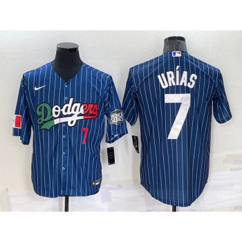 Men's Los Angeles Dodgers #7 Julio Urias Navy Mexico World Series Cool Base Stitched Baseball Jersey Men's Los Angeles Dodgers #7 Julio Urias Navy Mexico World Series Cool Base Stitched Baseball Jersey