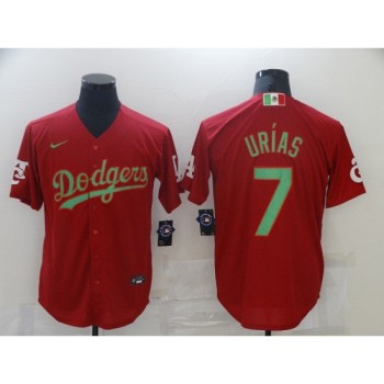 Men's Los Angeles Dodgers #7 Julio Urias Red Green 2020 World Series Stitched Jersey Men's Los Angeles Dodgers #7 Julio Urias Red Green 2020 World Series Stitched Jersey