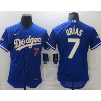 Men's Los Angeles Dodgers #7 Julio Urias Royal Blue Championship Flex Base Sttiched MLB Jersey Men's Los Angeles Dodgers #7 Julio Urias Royal Blue Championship Flex Base Sttiched MLB Jersey