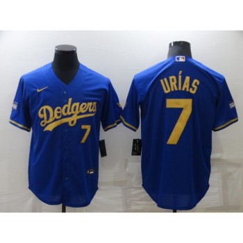 Men's Los Angeles Dodgers #7 Julio Urias Royal Gold Cool Base Stitched Baseball Jersey Men's Los Angeles Dodgers #7 Julio Urias Royal Gold Cool Base Stitched Baseball Jersey