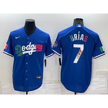 Men's Los Angeles Dodgers #7 Julio Urias Royal Mexico Cool Base Stitched Baseball Jersey Men's Los Angeles Dodgers #7 Julio Urias Royal Mexico Cool Base Stitched Baseball Jersey