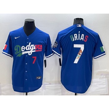 Men's Los Angeles Dodgers #7 Julio Urias Royal Mexico Cool Base Stitched Baseball Jersey Men's Los Angeles Dodgers #7 Julio Urias Royal Mexico Cool Base Stitched Baseball Jersey