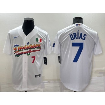 Men's Los Angeles Dodgers #7 Julio Urias White Cool Base Stitched Baseball Jersey Men's Los Angeles Dodgers #7 Julio Urias White Cool Base Stitched Baseball Jersey