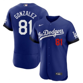 Men's Los Angeles Dodgers #81 Victor Gonzalez 2021 Royal City Connect Flex Base Stitched Baseball Jersey Men's Los Angeles Dodgers #81 Victor Gonzalez 2021 Royal City Connect Flex Base Stitched Baseball Jersey