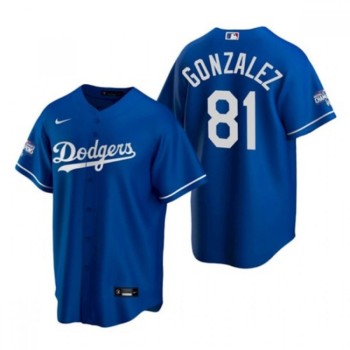 Men's Los Angeles Dodgers #81 Victor Gonzalez Royal 2020 World Series Champions Home Patch Cool Base Stitched Jersey Men's Los Angeles Dodgers #81 Victor Gonzalez Royal 2020 World Series Champions Home Patch Cool Base Stitched Jersey