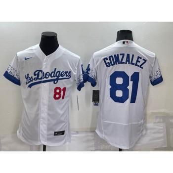Men's Los Angeles Dodgers #81 Victor Gonzalez White City Connect Flex Base Stitched Baseball Jersey Men's Los Angeles Dodgers #81 Victor Gonzalez White City Connect Flex Base Stitched Baseball Jersey