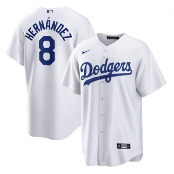 Men's Los Angeles Dodgers #8 Kike Hernandez White Cool Base Stitched Jersey Men's Los Angeles Dodgers #8 Kike Hernandez White Cool Base Stitched Jersey