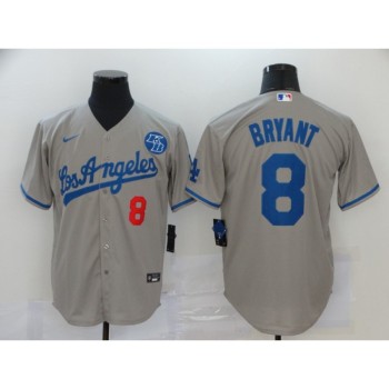 Men's Los Angeles Dodgers #8 Kobe Bryant Grey 2020 KB Patch Cool Base Stitched Jersey Men's Los Angeles Dodgers #8 Kobe Bryant Grey 2020 KB Patch Cool Base Stitched Jersey
