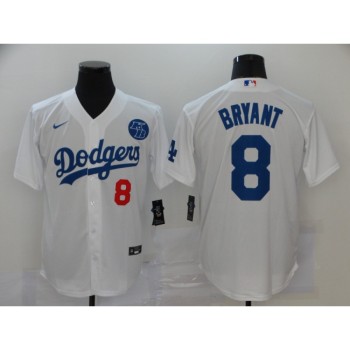 Men's Los Angeles Dodgers #8 Kobe Bryant White 2020 KB Patch Cool Base Stitched Jersey Men's Los Angeles Dodgers #8 Kobe Bryant White 2020 KB Patch Cool Base Stitched Jersey