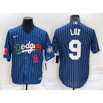 Men's Los Angeles Dodgers #9 Gavin Lux Navy Mexico World Series Cool Base Stitched Baseball Jersey Men's Los Angeles Dodgers #9 Gavin Lux Navy Mexico World Series Cool Base Stitched Baseball Jersey