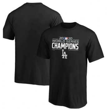 Men's Los Angeles Dodgers Black 2020 World Series Champions Logo T-Shirt Men's Los Angeles Dodgers Black 2020 World Series Champions Logo T-Shirt