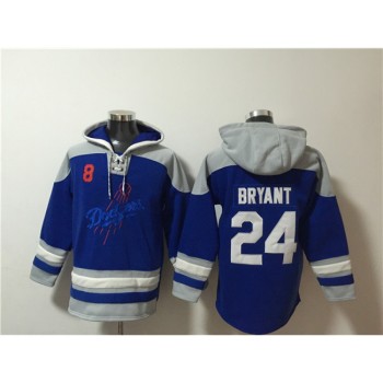 Men's Los Angeles Dodgers Front #8 Back #24 Kobe Bryant Blue Ageless Must-Have Lace-Up Pullover Hoodie Men's Los Angeles Dodgers Front #8 Back #24 Kobe Bryant Blue Ageless Must-Have Lace-Up Pullover Hoodie