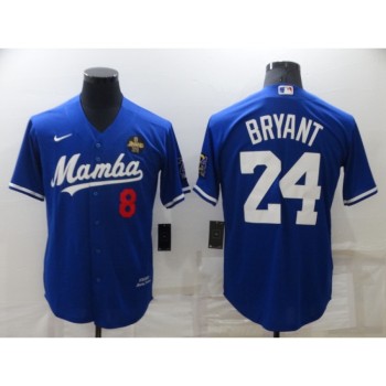 Men's Los Angeles Dodgers Front #8 Back #24 Kobe Bryant Royal 'Mamba'Throwback With KB Patch Cool Base Stitched Jersey