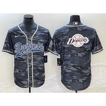 Men's Los Angeles Dodgers Gray Camo Team Big Logo Cool Base With Patch Stitched Baseball Jersey Men's Los Angeles Dodgers Gray Camo Team Big Logo Cool Base With Patch Stitched Baseball Jersey