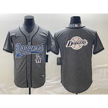 Men's Los Angeles Dodgers Gray Team Big Logo With Patch Cool Base Stitched Baseball Jersey Men's Los Angeles Dodgers Gray Team Big Logo With Patch Cool Base Stitched Baseball Jersey