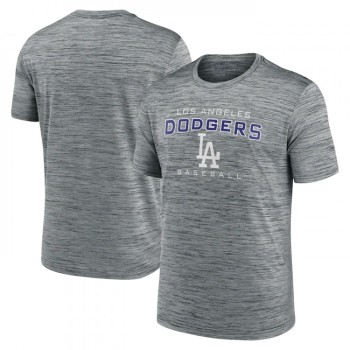 Men's Los Angeles Dodgers Grey Velocity Practice Performance T-Shirt Men's Los Angeles Dodgers Grey Velocity Practice Performance T-Shirt