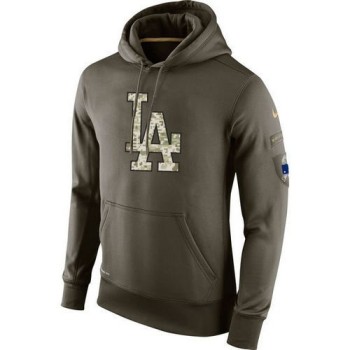Men's Los Angeles Dodgers Olive Salute To Service KO Performance Hoodie Men's Los Angeles Dodgers Olive Salute To Service KO Performance Hoodie