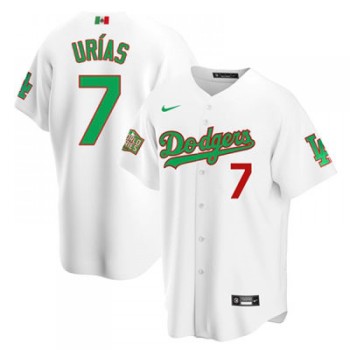 Men's Los Angeles Dodgers White #7 Julio Urias White Green Mexico 2020 World Series Stitched Jersey Men's Los Angeles Dodgers White #7 Julio Urias White Green Mexico 2020 World Series Stitched Jersey