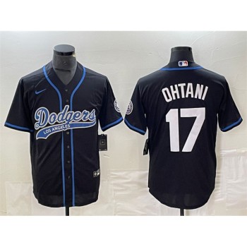 Men's Los Angeles Dodgers #17 Shohei Ohtani Black Cool Base With Patch Stitched Baseball Jersey Men's Los Angeles Dodgers #17 Shohei Ohtani Black Cool Base With Patch Stitched Baseball Jersey