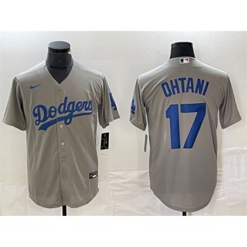 Men's Los Angeles Dodgers #17 Shohei Ohtani Grey Cool Base Stitched Jersey Men's Los Angeles Dodgers #17 Shohei Ohtani Grey Cool Base Stitched Jersey