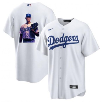 Men's Los Angeles Dodgers #17 Shohei Ohtani White Big Logo Cool Base Stitched Jersey Men's Los Angeles Dodgers #17 Shohei Ohtani White Big Logo Cool Base Stitched Jersey