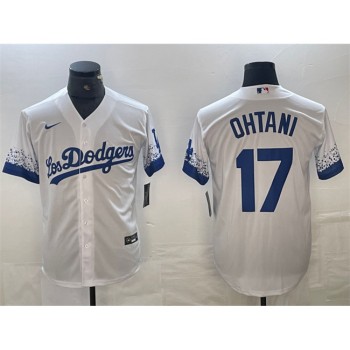 Men's Los Angeles Dodgers #17 Shohei Ohtani White City Connect Cool Base Stitched Jersey