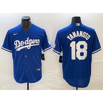 Men's Los Angeles Dodgers #18 Yoshinobu Yamamoto Blue Cool Base Stitched Jersey Men's Los Angeles Dodgers #18 Yoshinobu Yamamoto Blue Cool Base Stitched Jersey