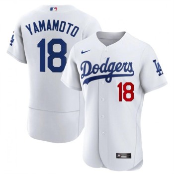 Men's Los Angeles Dodgers #18 Yoshinobu Yamamoto White 2023 Flex Base Stitched Baseball Jersey Men's Los Angeles Dodgers #18 Yoshinobu Yamamoto White 2023 Flex Base Stitched Baseball Jersey