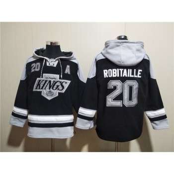 Men's Los Angeles Kings #20 Luc Robitaille Black Ageless Must-Have Lace-Up Pullover Hoodie