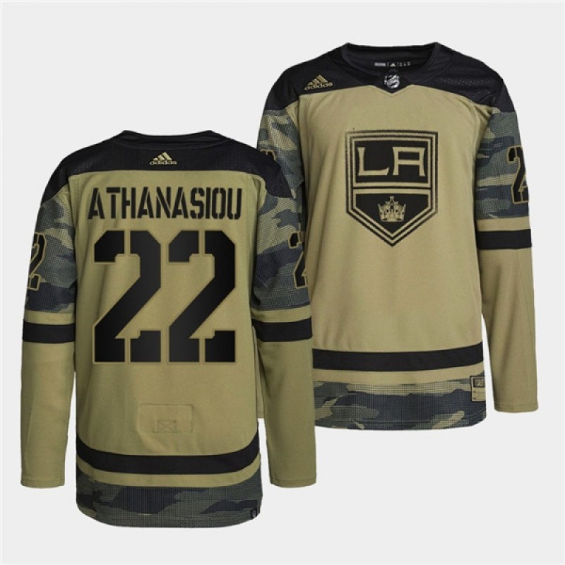 Men's Los Angeles Kings #22 Andreas Athanasiou 2022 Camo Military Appreciation Night Stitched Jersey Men's Los Angeles Kings #22 Andreas Athanasiou 2022 Camo Military Appreciation Night Stitched Jersey