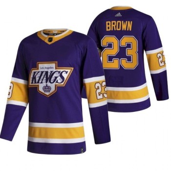 Men's Los Angeles Kings #23 Dustin Brown Purple 2020-21 Reverse Retro Stitched Jersey Men's Los Angeles Kings #23 Dustin Brown Purple 2020-21 Reverse Retro Stitched Jersey