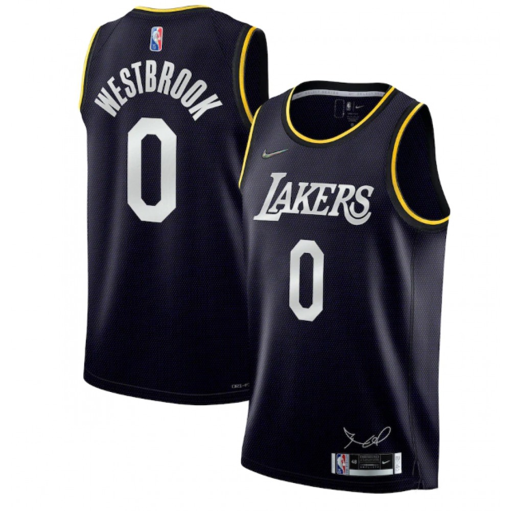 Men's Los Angeles Lakers #0 Russell Westbrook 2022 Black 75th Anniversary Select Series MVP Swingman Jersey